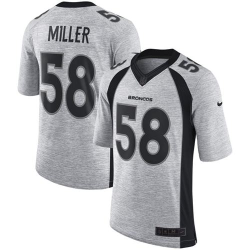 Nike Broncos #58 Von Miller Gray Men's Stitched NFL Limited Gridiron Gray II Jersey - Click Image to Close